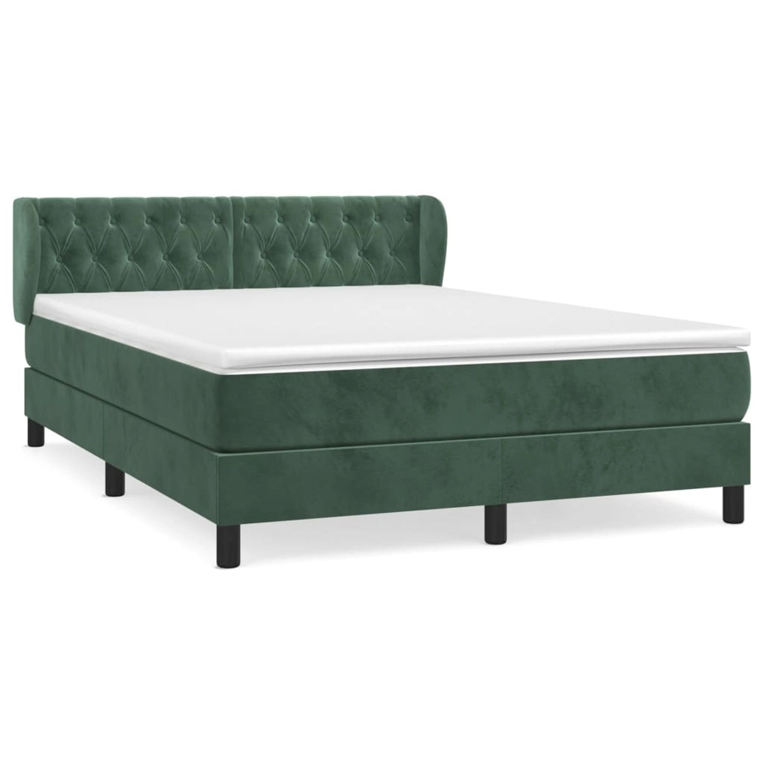 vidaXL Boxspringbett mit Matratze Dunkelgrün 140x190 cm Samt 3127670 günstig online kaufen