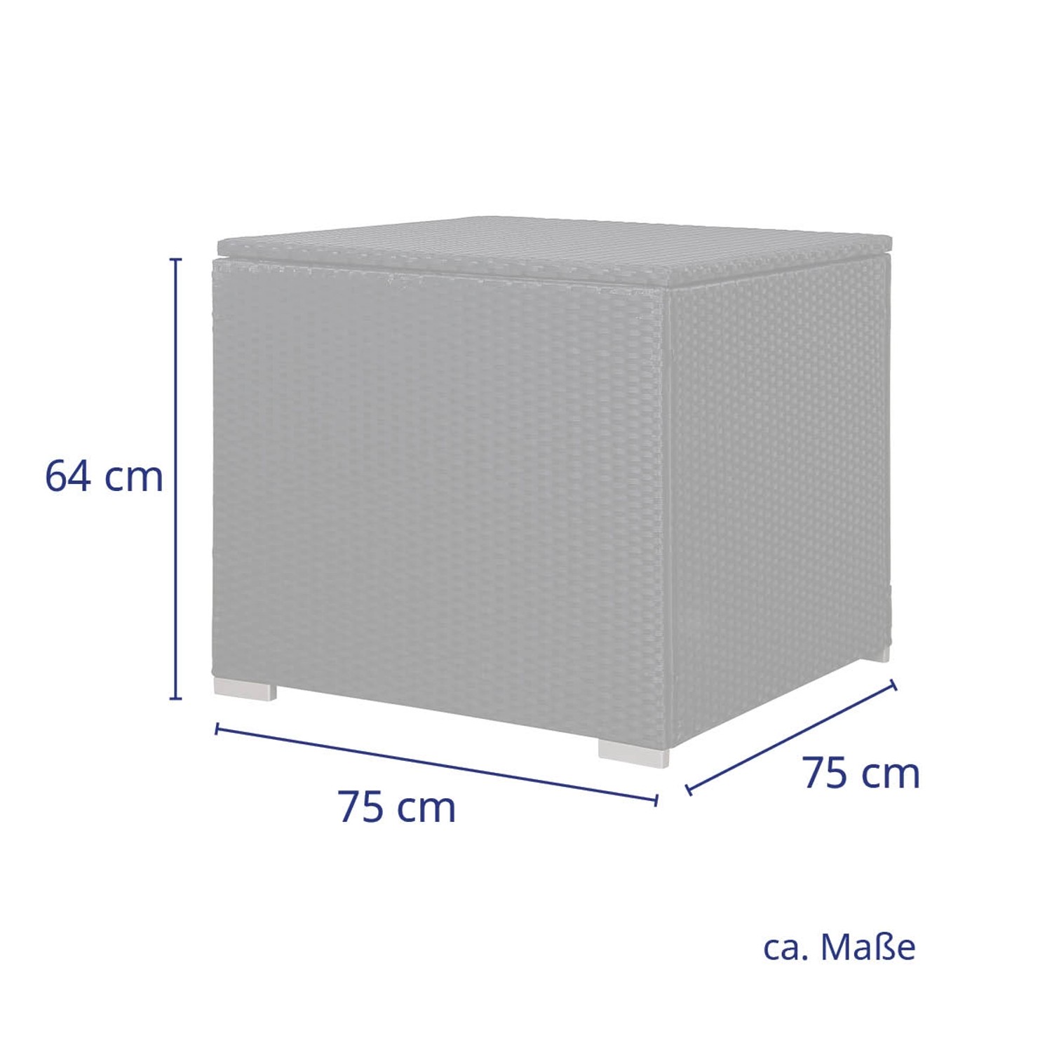 Svita California XL Kissenbox, Polyrattan, grau, ca. 75x75x64cm, Teil der Gartenlounge.