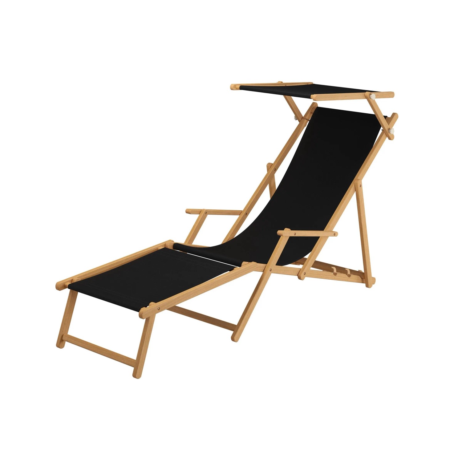 Erst-Holz Holz-Liegestuhl Klappstuhl Strand-Liege Stofffarbe Schwarz 10-300 günstig online kaufen