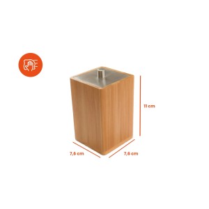 Bagnoxx Wattepad Aufbewahrung aus Bambus mit Edelstahldeckel, quadratisch, 7,6x7,6x11cm.