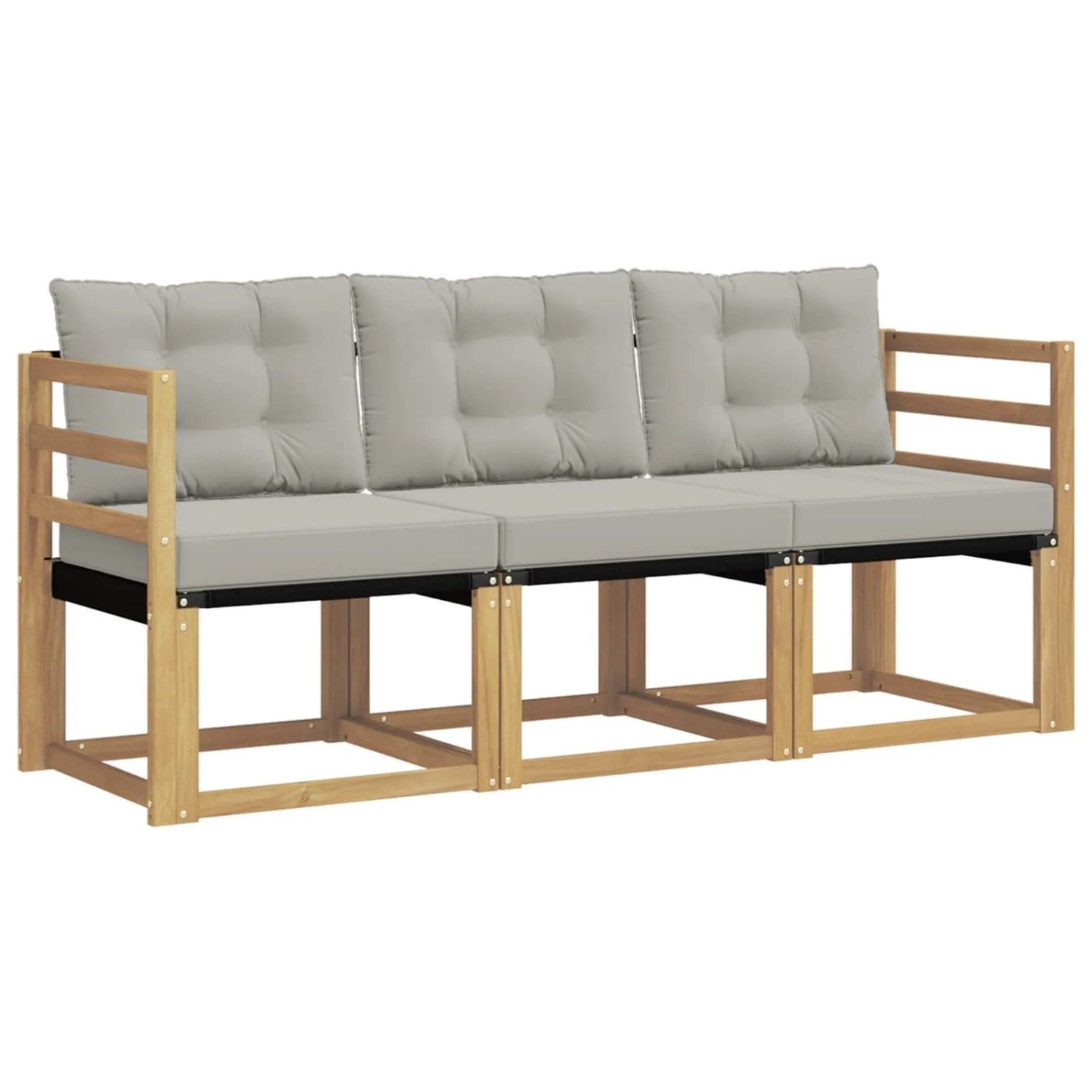 vidaXL Outdoor-Sofagarnitur mit Kissen 3-Tlg Weiß und Hellgrau 3389153