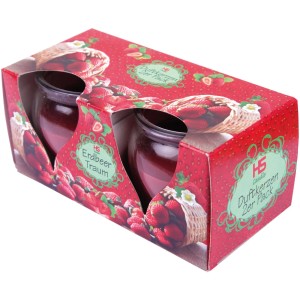 HS Candle Duftkerze Creation 2er Pack Erdbeer Traum im rot-weißem Karton.