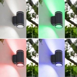 Dimmbare Lindby LED Smart Home Außenwandleuchte Valtin in Schwarz, verschiedene Farben.