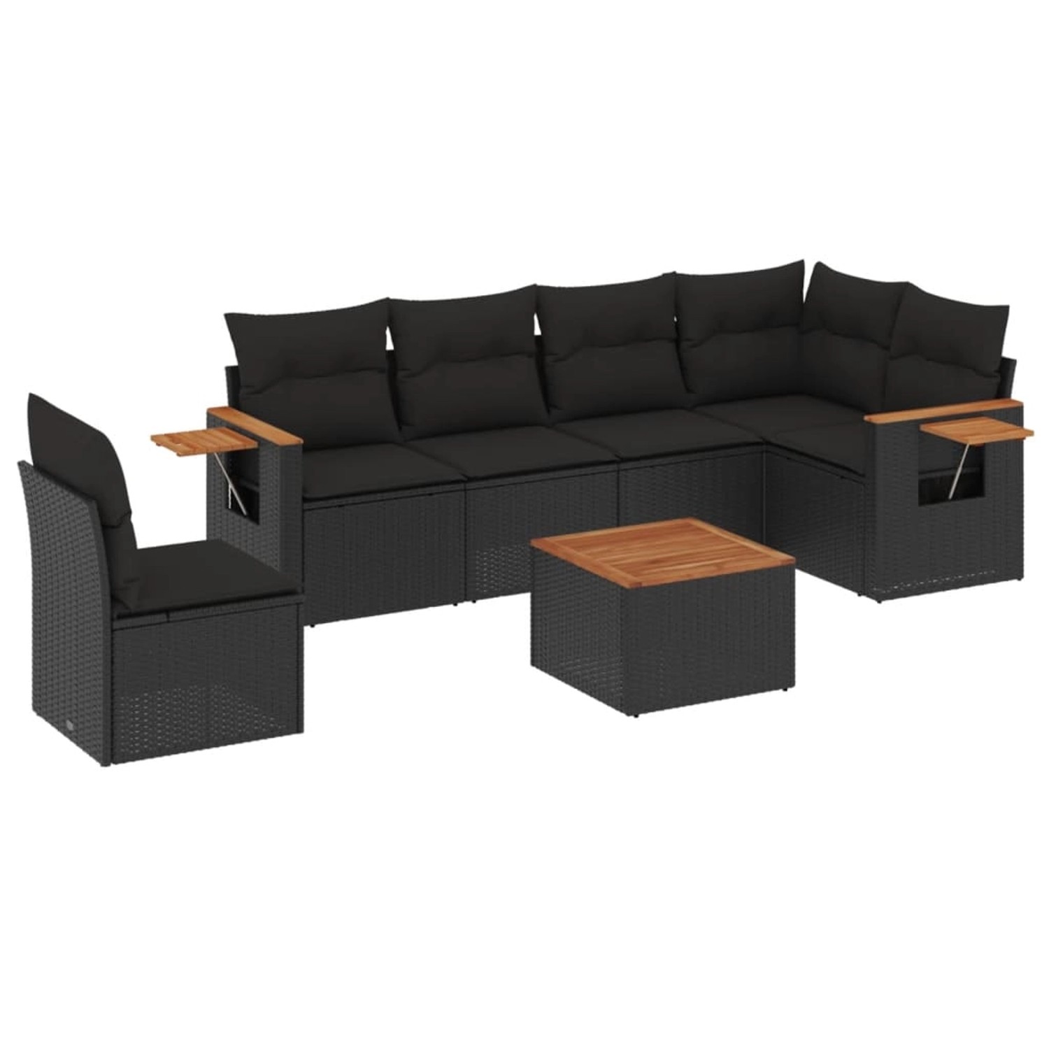 vidaXL 7-Tlg Garten-Sofagarnitur mit Kissen Schwarz Poly Rattan 3226860 günstig online kaufen