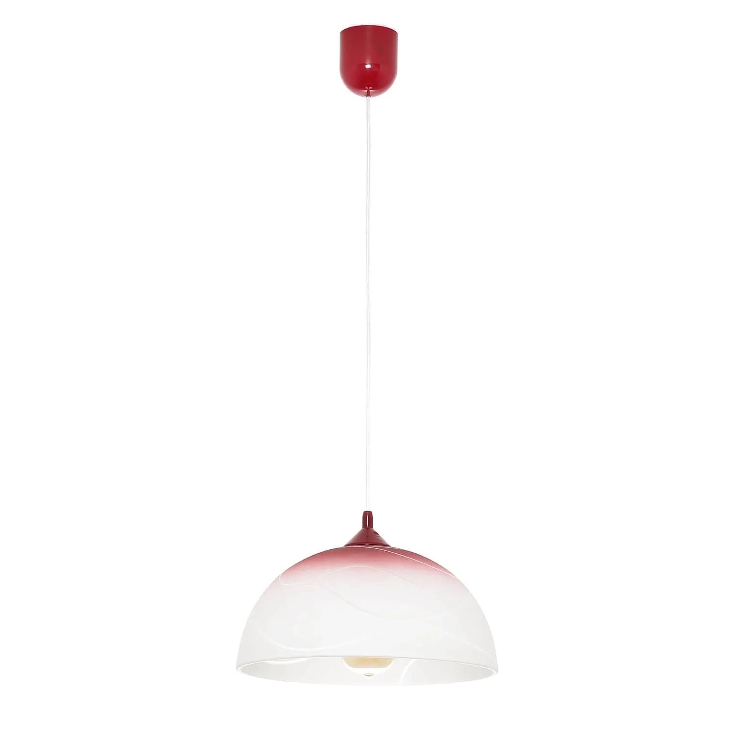 Licht-Erlebnisse Hängeleuchte Glas Metall Rund Ø 30 cm E27 Rot Weiß Retro