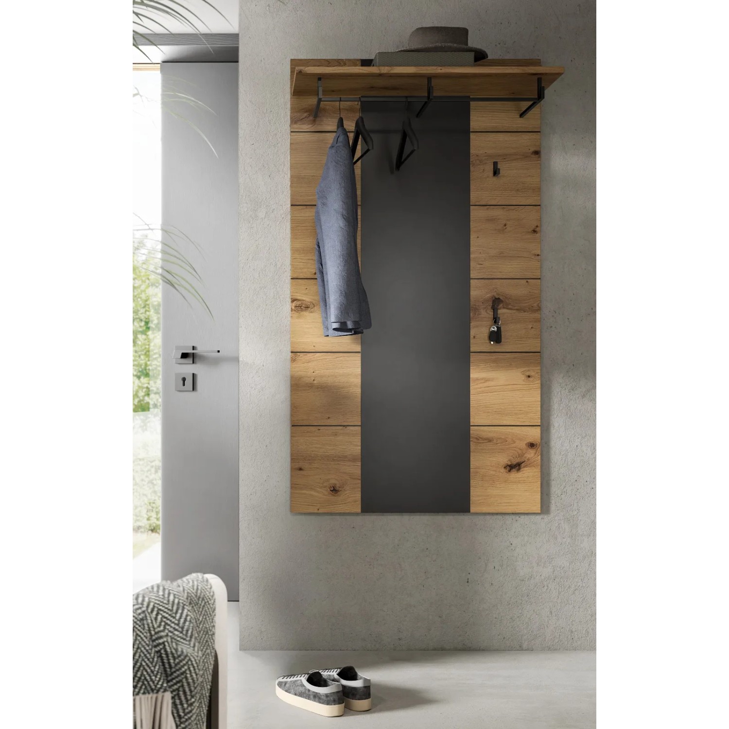 Inn.Furn Garderobenpaneel in Eiche und Grau 80 x 141 cm Cooper_5