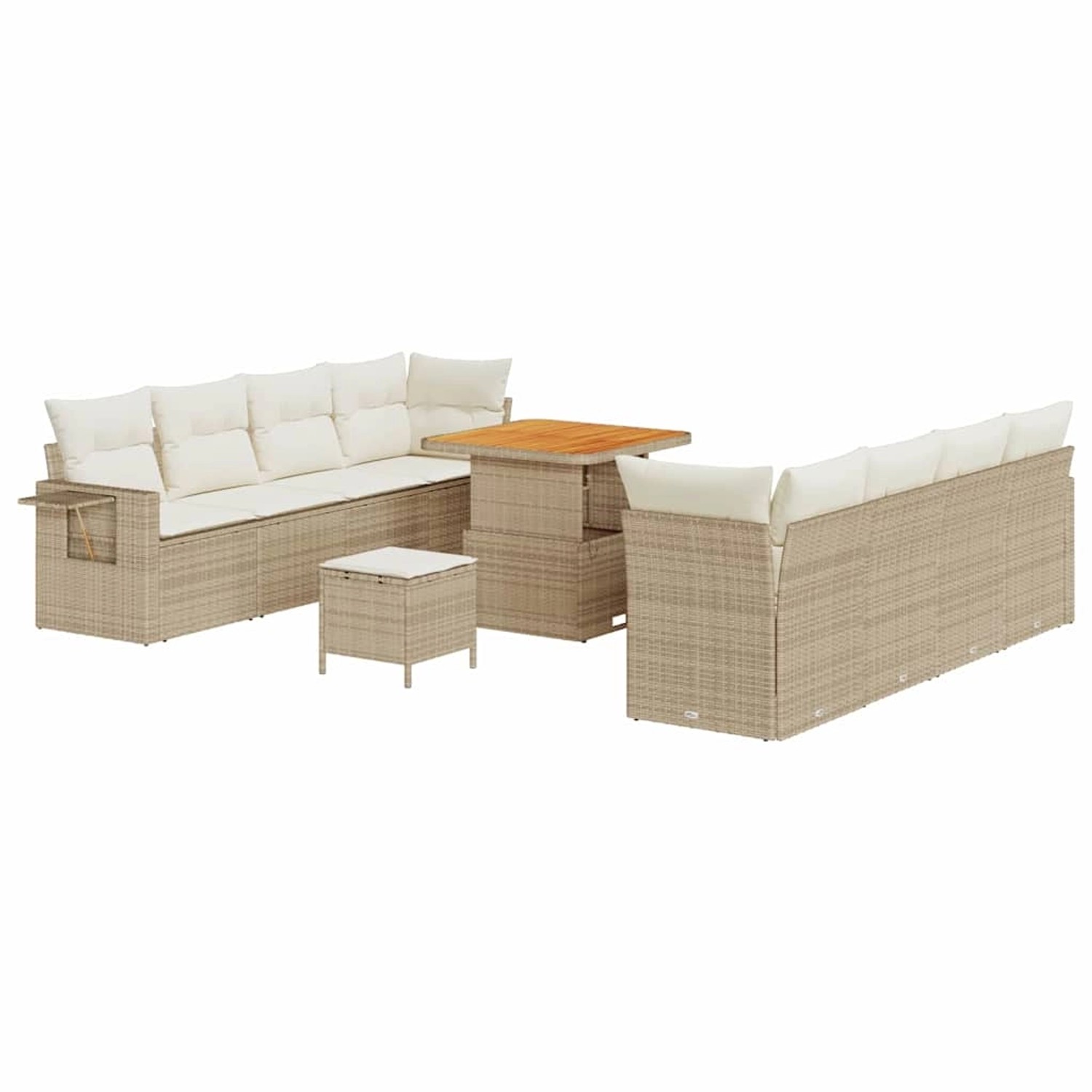 vidaXL Garten-Sofa-Set mit Speicher 11-Tlg Beige Poly Rattan 3361716 günstig online kaufen