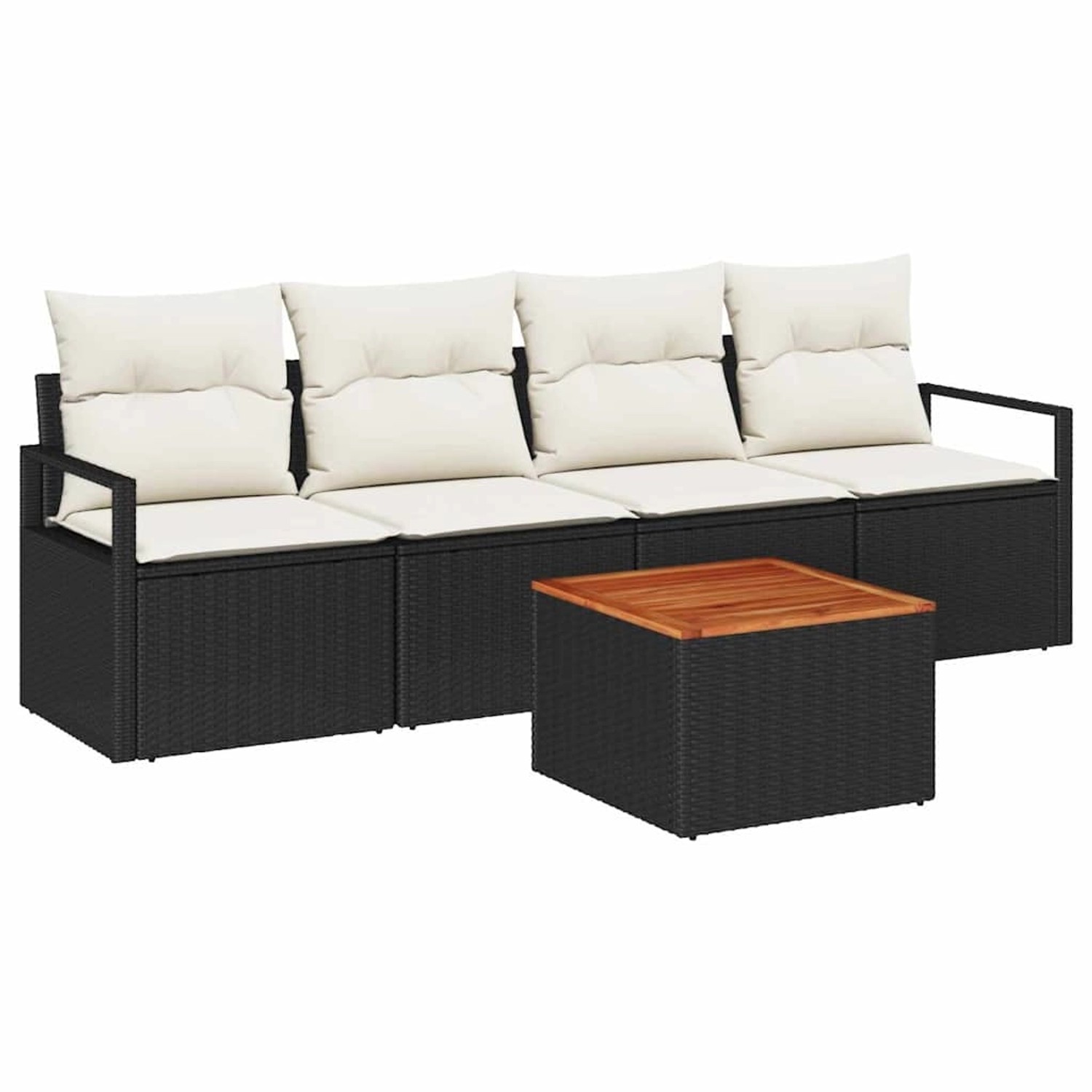vidaXL Garten-Sofa-Set mit Kissen 5-Tlg Schwarz Poly Rattan 3347635 günstig online kaufen