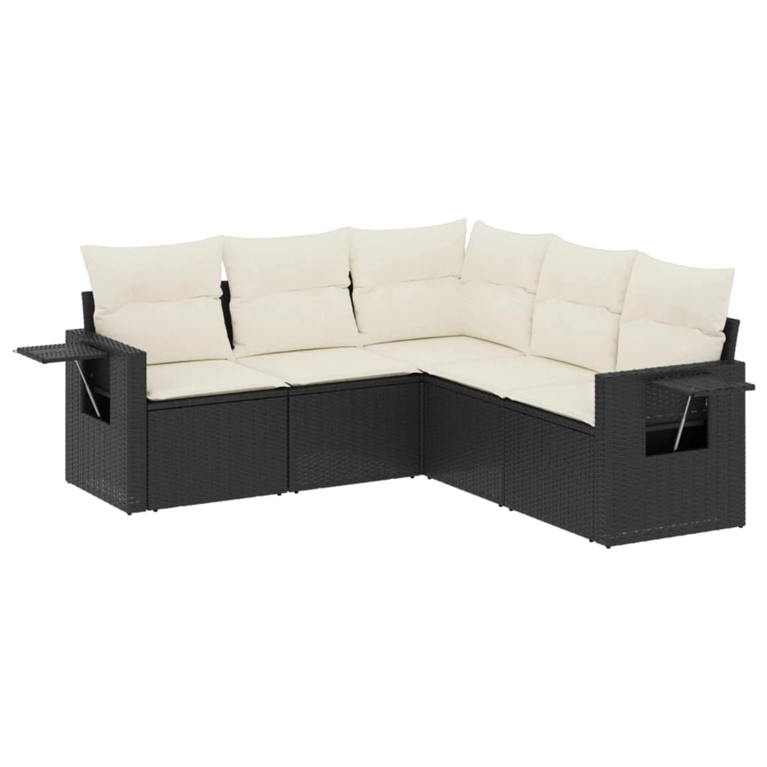 vidaXL 5-Tlg Garten-Sofagarnitur mit Kissen Schwarz Poly Rattan 3220145 günstig online kaufen