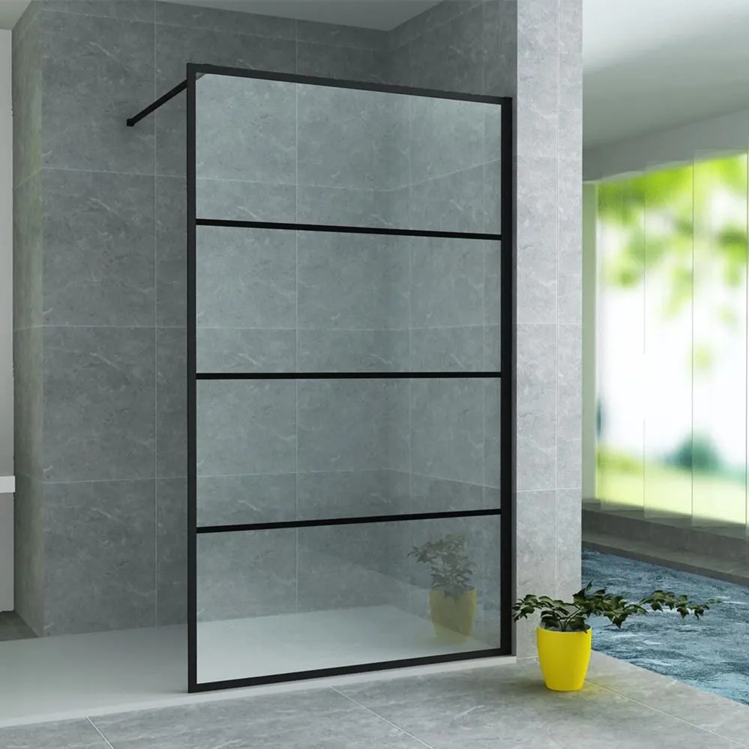Aloni Duschwand Teko Schwarz Matt Streifen 120x200cm 8mm