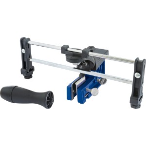 LUX Sägekettenschärfgerät zur sicheren Fixierung und stufenlosen Winkeleinstellung bis 35°.