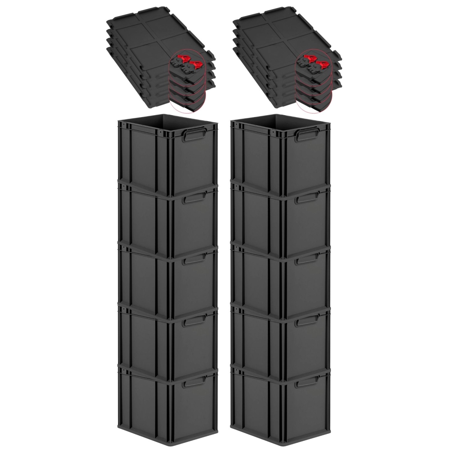 PROREGAL SuperSparSet 10x Eurobox Nextgen Grip Mit Scharnierdeckel Und Rote günstig online kaufen