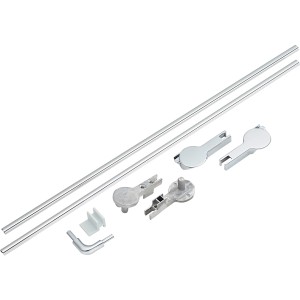 Bodenbefestigungsset für Pelmo Eckeinstieg Dusche: Chromprofile, Scharnierabdeckungen, Wasserabweisprofile, Montagehilfe.