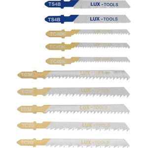 LUX Stichsägeblatt-Set, 10-teilig, T-Schaft für Holz, Metall und Kunststoff. Inkl. Kurvenschnitt.