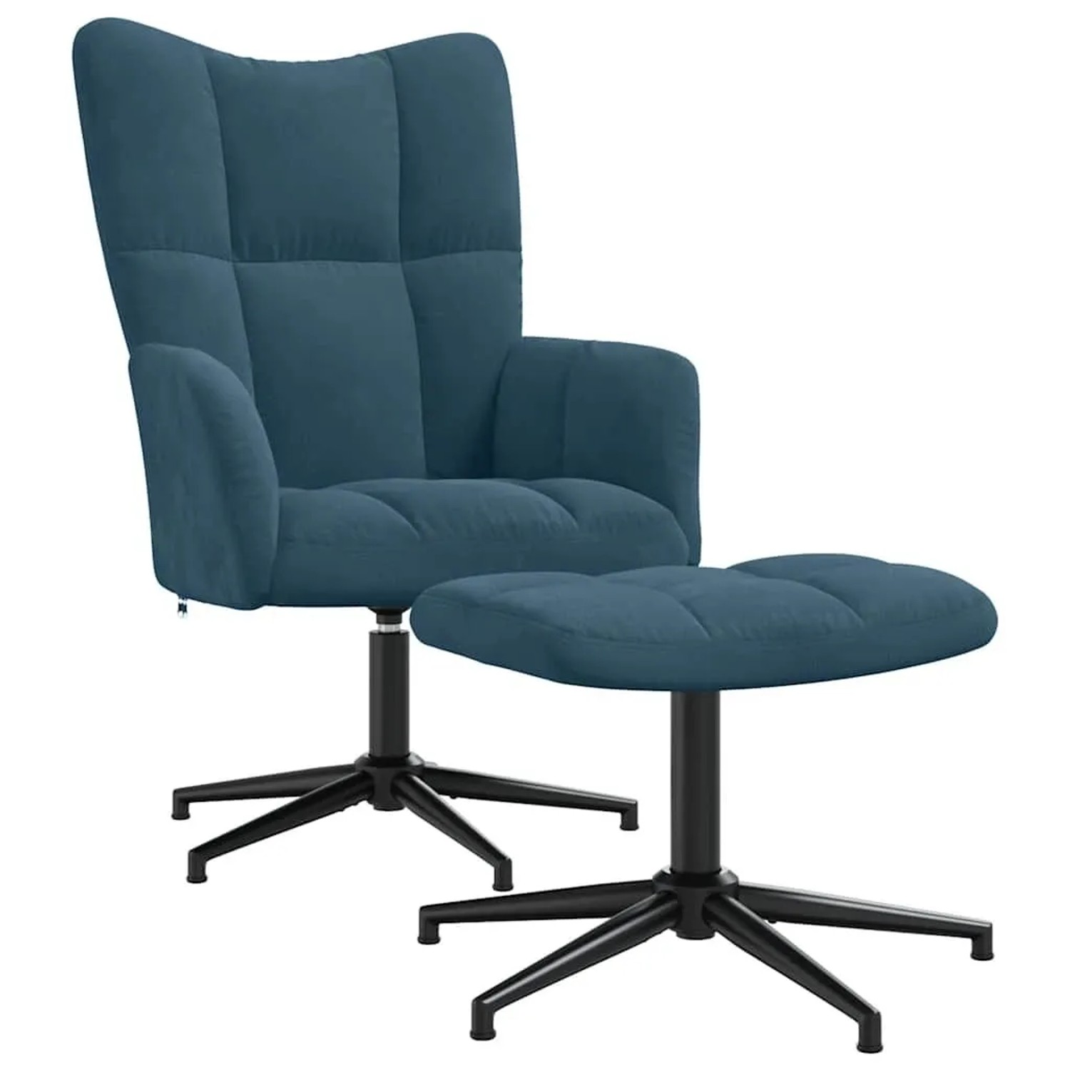 vidaXL Relaxsessel mit Hocker Blau Samt 328116