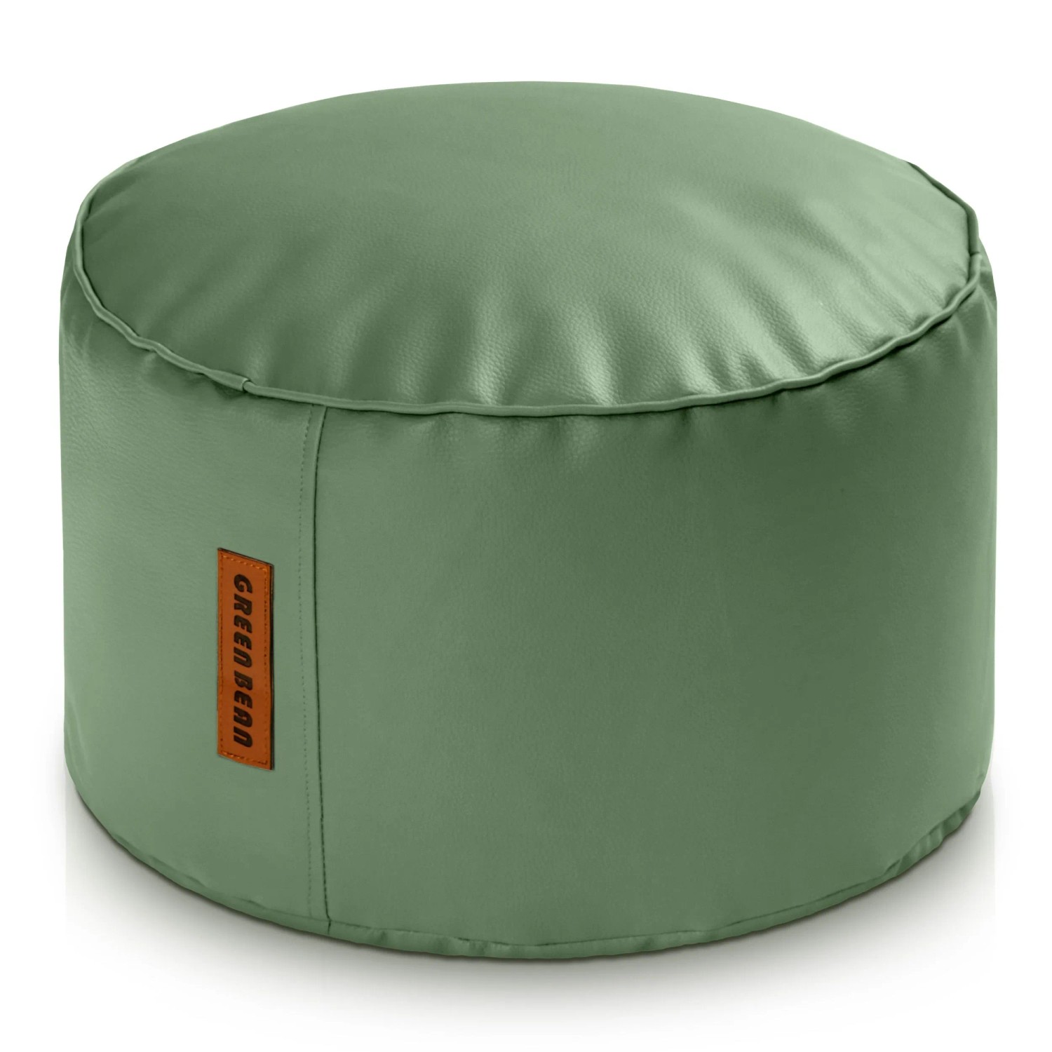 Green Bean Sitzpouf Stay 45 x 25 cm Leder mit EPS-Perlen-Füllung Fußhocker Hellgrau-Grün
