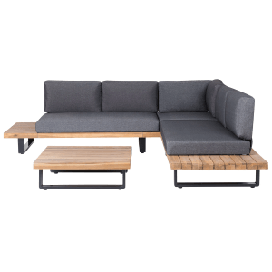 Dunkelgraues Beliani Lounge Set MYKONOS (255x255x76) mit Tisch für Garten oder Terrasse.