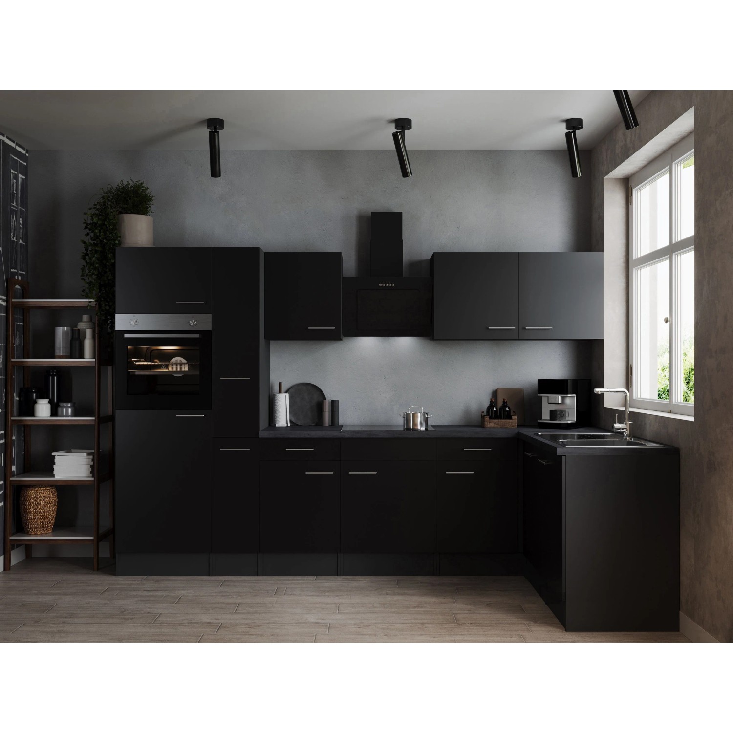 Respekta Winkelküche Oliver 310 cm Schwarz