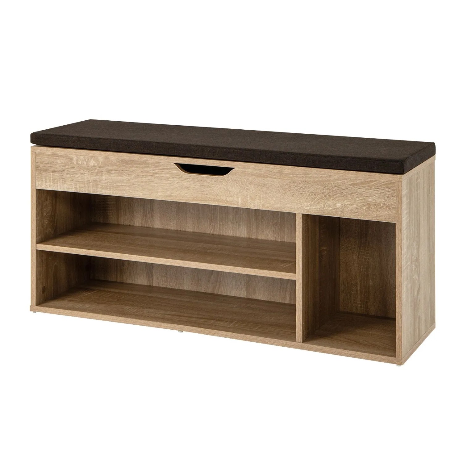 Costway Schuhbank mit Sitzfläche und Stauraum Sitzkissen Natur