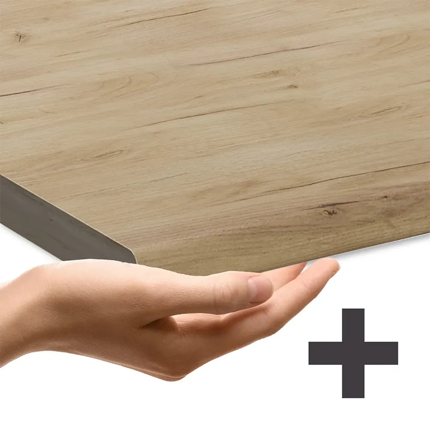 Detailansicht: Arbeitsplatte Eiche für Vicco R-Line Küche, Teil der Küchenzeile 350 cm.