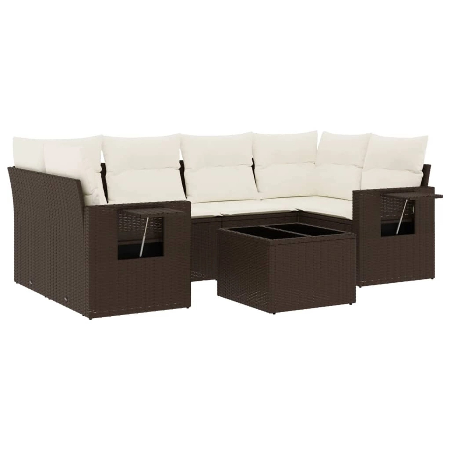 vidaXL 7-Tlg Garten-Sofagarnitur mit Kissen Braun Poly Rattan 3219922 günstig online kaufen