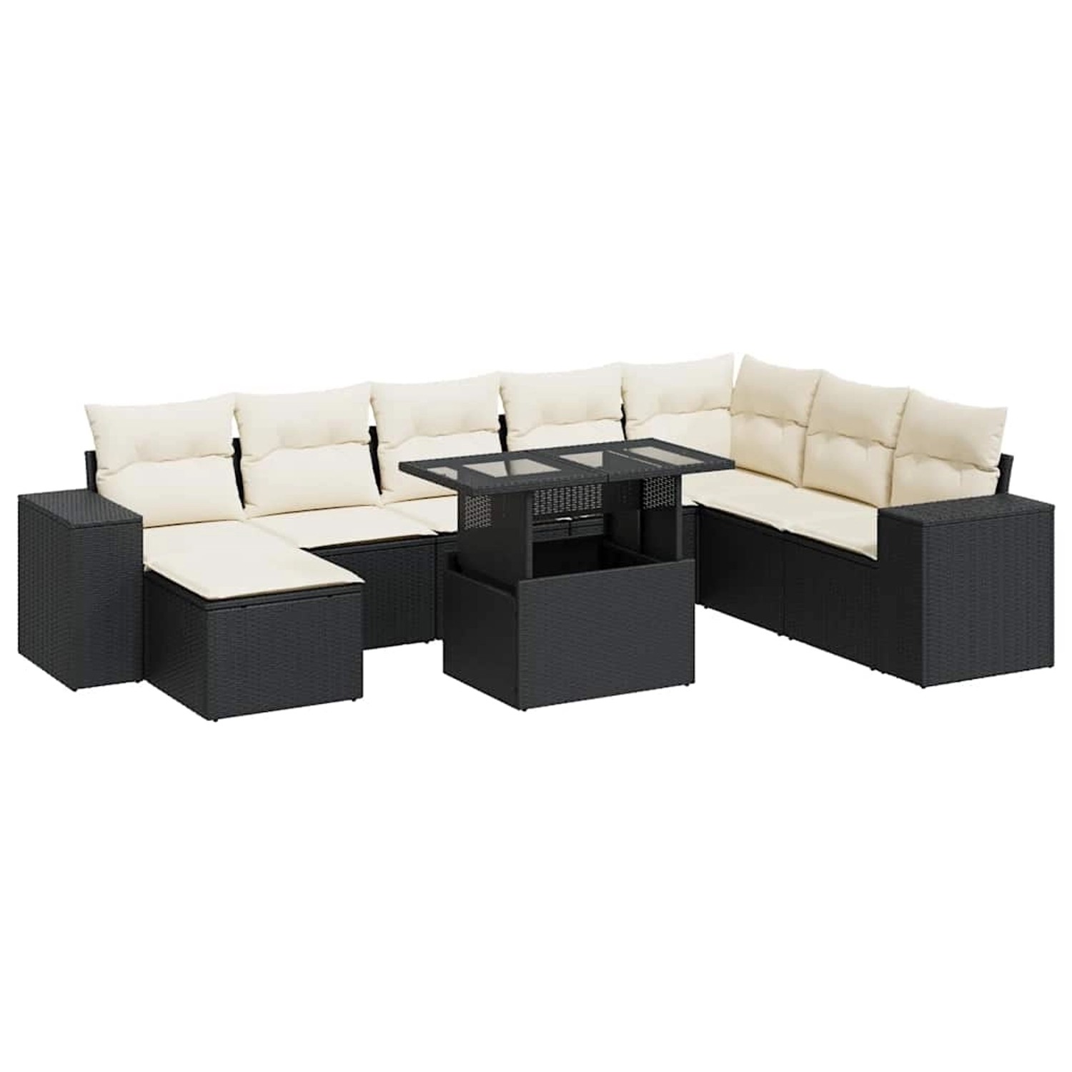vidaXL 9-Tlg Garten-Sofagarnitur mit Kissen Schwarz Poly Rattan 3326847 günstig online kaufen