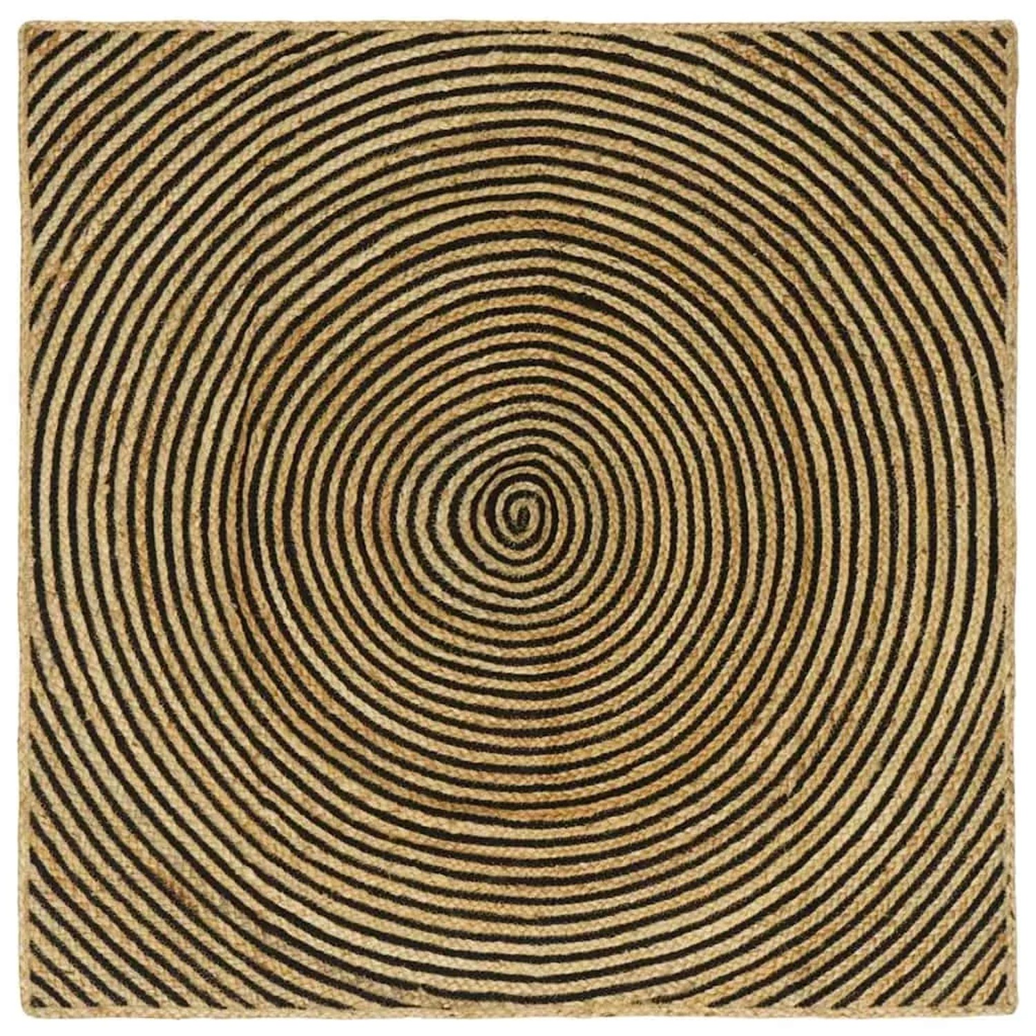vidaXL Teppich Natur und Schwarz 160 x 160 cm Jute 42010744