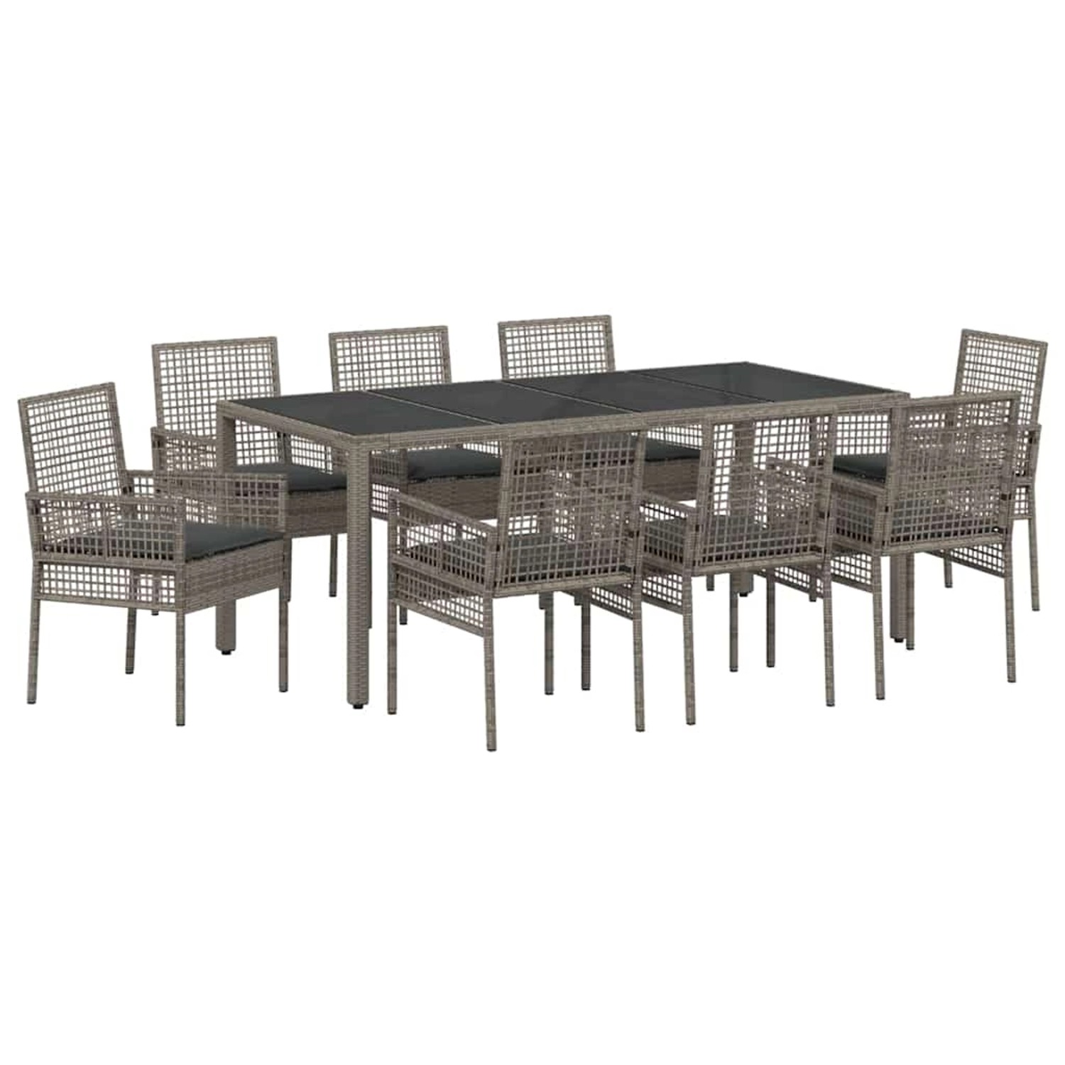 vidaXL Garten Essgruppe 9-Tlg Grau Poly Rattan 3334876 günstig online kaufen
