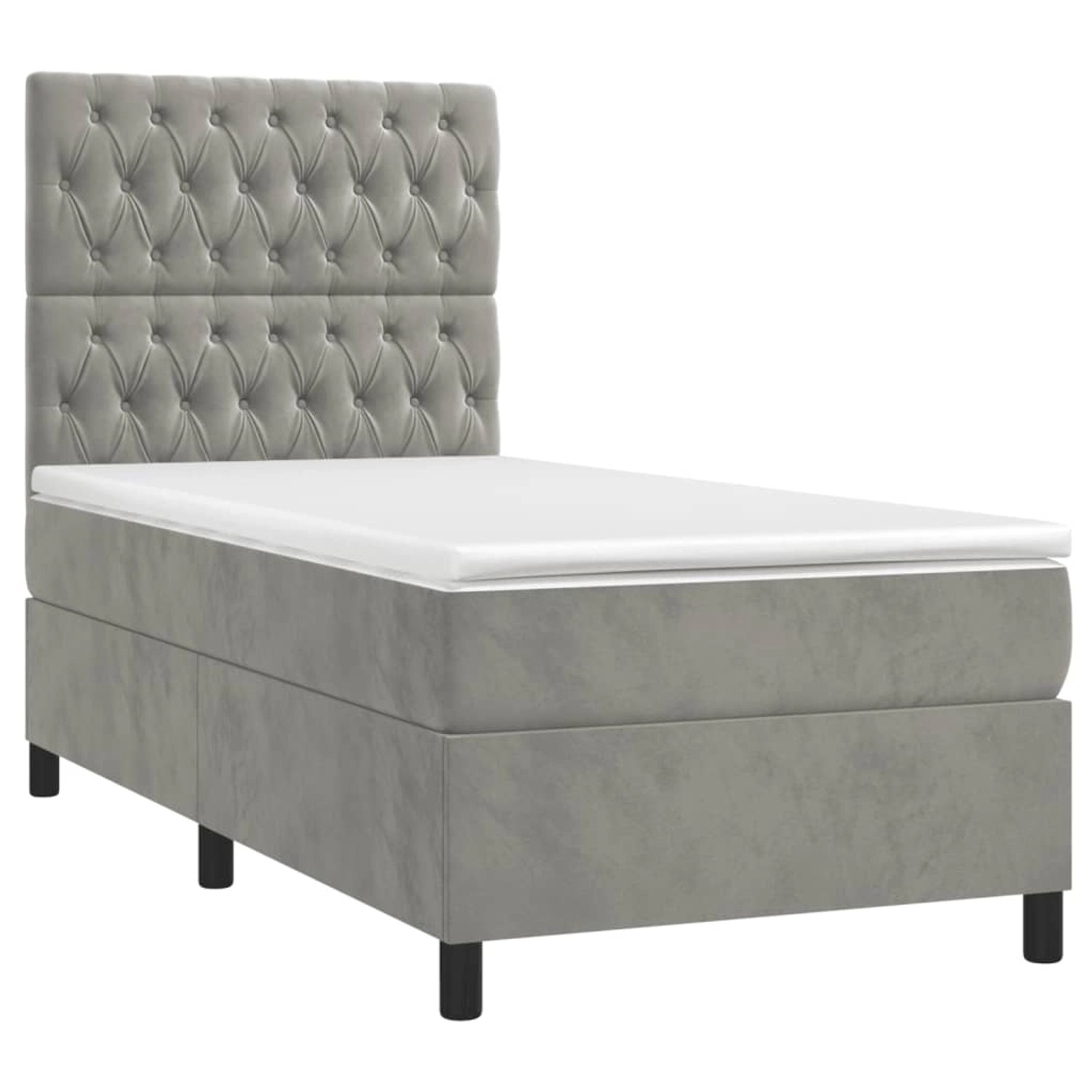 vidaXL Boxspringbett mit Matratze & LED Hellgrau 80x200 cm Samt 3136269 günstig online kaufen