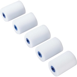 Fünf weiße LUX Schaumwalzen, 5 cm, für feine Lackarbeiten auf glatten Flächen.