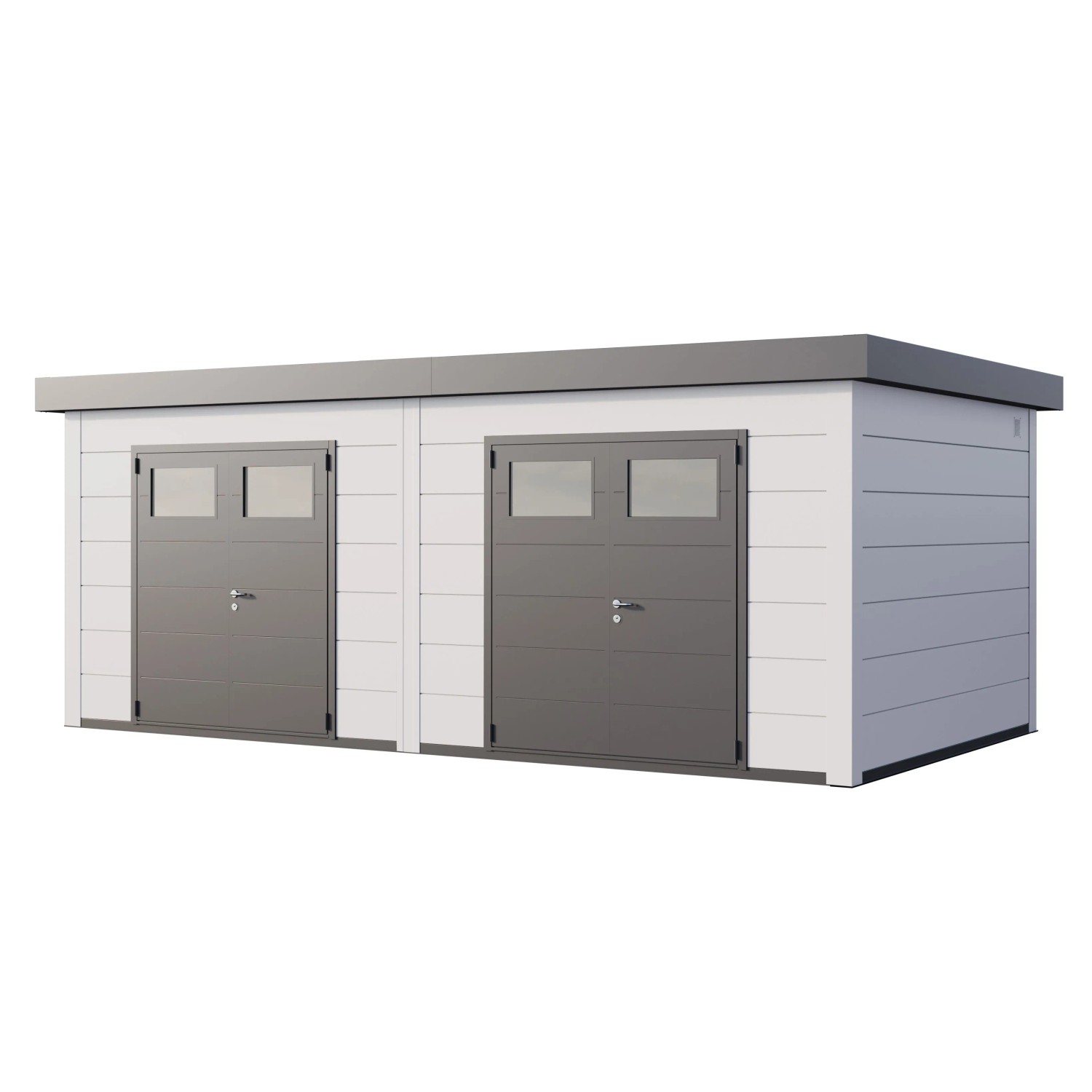 Gerätehaus Duo 3336+ mit Weiße Ecken 642 cm x 358 cm Weiß günstig online kaufen