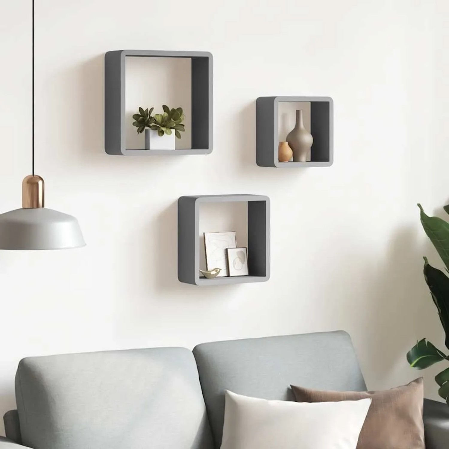vidaXL Würfelregale 3 Stk Grau MDF 323954_3