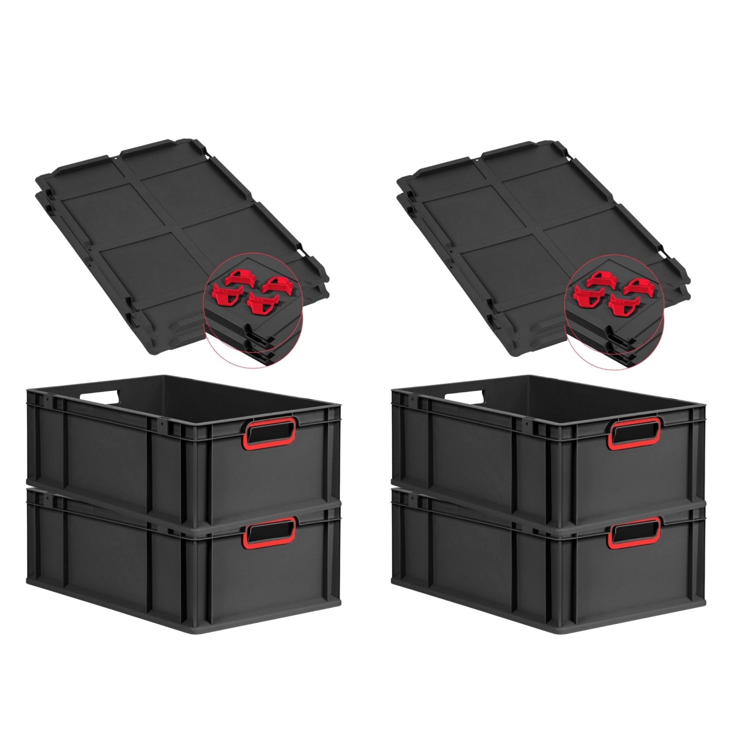 PROREGAL SuperSparSet 4x Eurobox Nextgen Color Mit Auflagedeckel HxBxT 22x4 günstig online kaufen