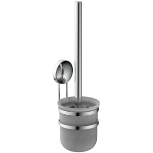 Eisl Klobürstenhalter zur Wandmontage ohne Bohren, Edelstahl verchromt mit satiniertem Einsatz.