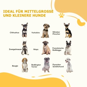 Geeignet für mittelgroße und kleinere Hunde: Chihuahua, Yorkshire, Mops, Beagle, u.a.