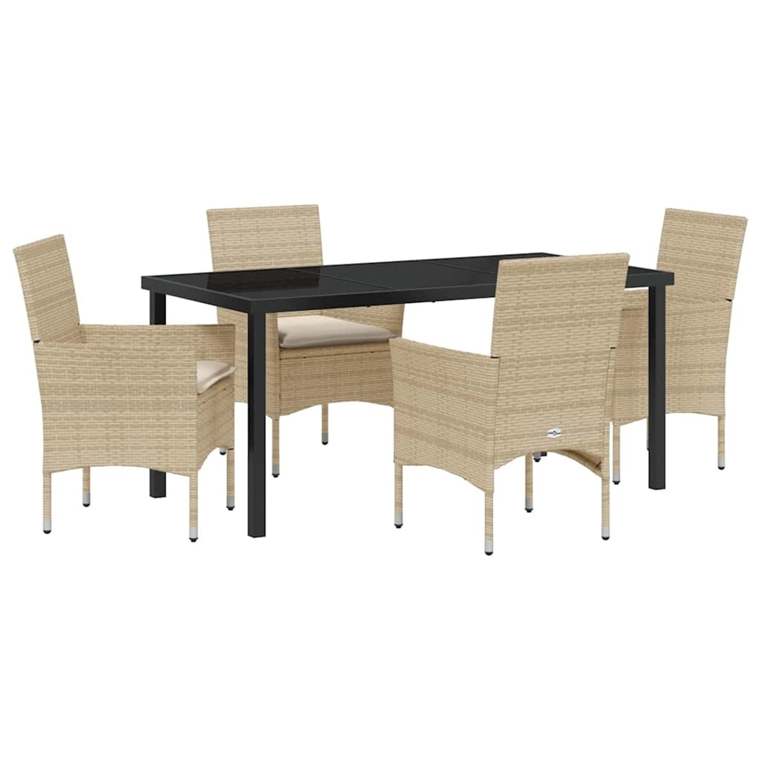 vidaXL Garten Essgruppe mit Kissen 5-Tlg Beige Poly Rattan 3379803 günstig online kaufen