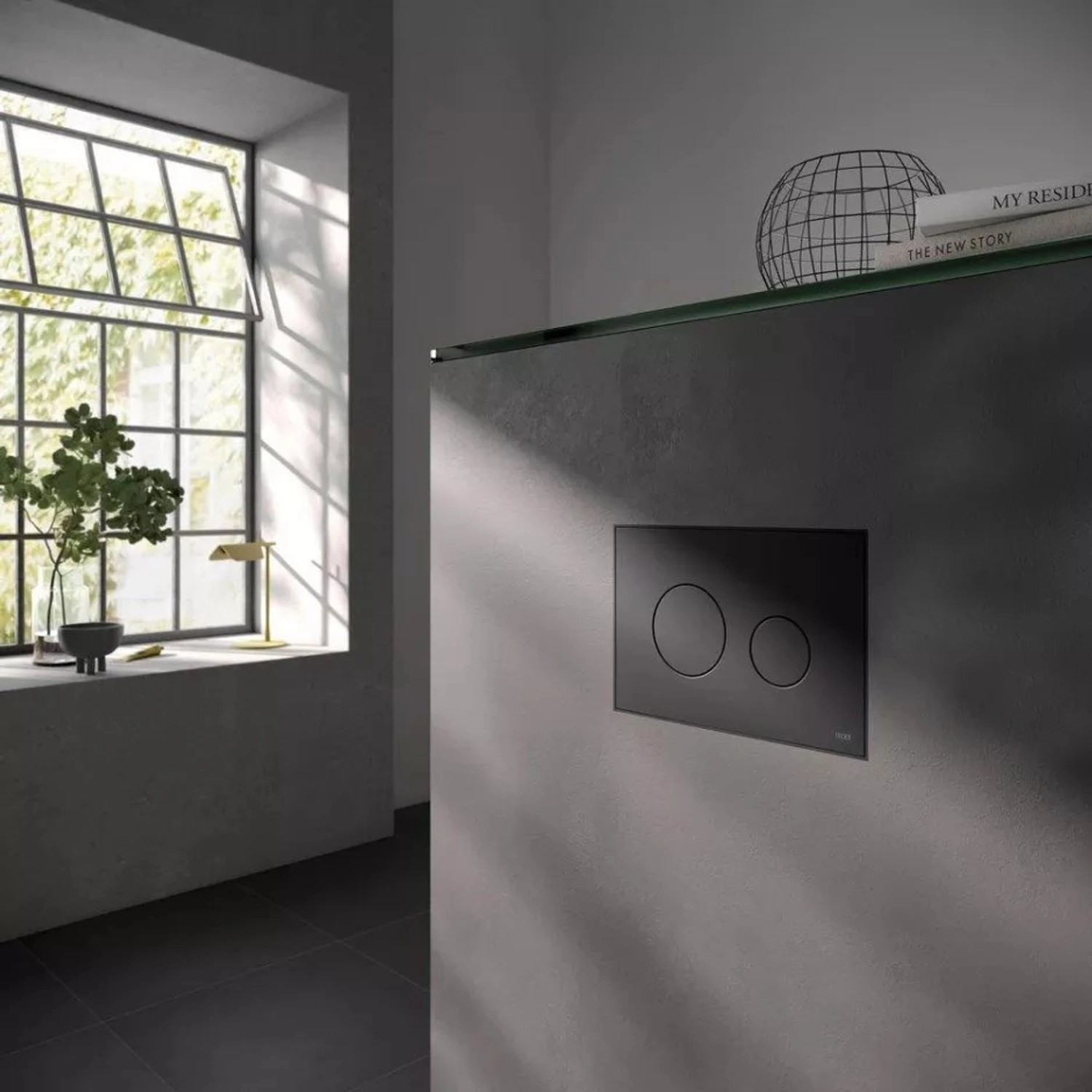 Bad Land WC SET Vorwandelement TECEbase + Toilette ROLO Schwarz + Platte Rund in Schwarz_3