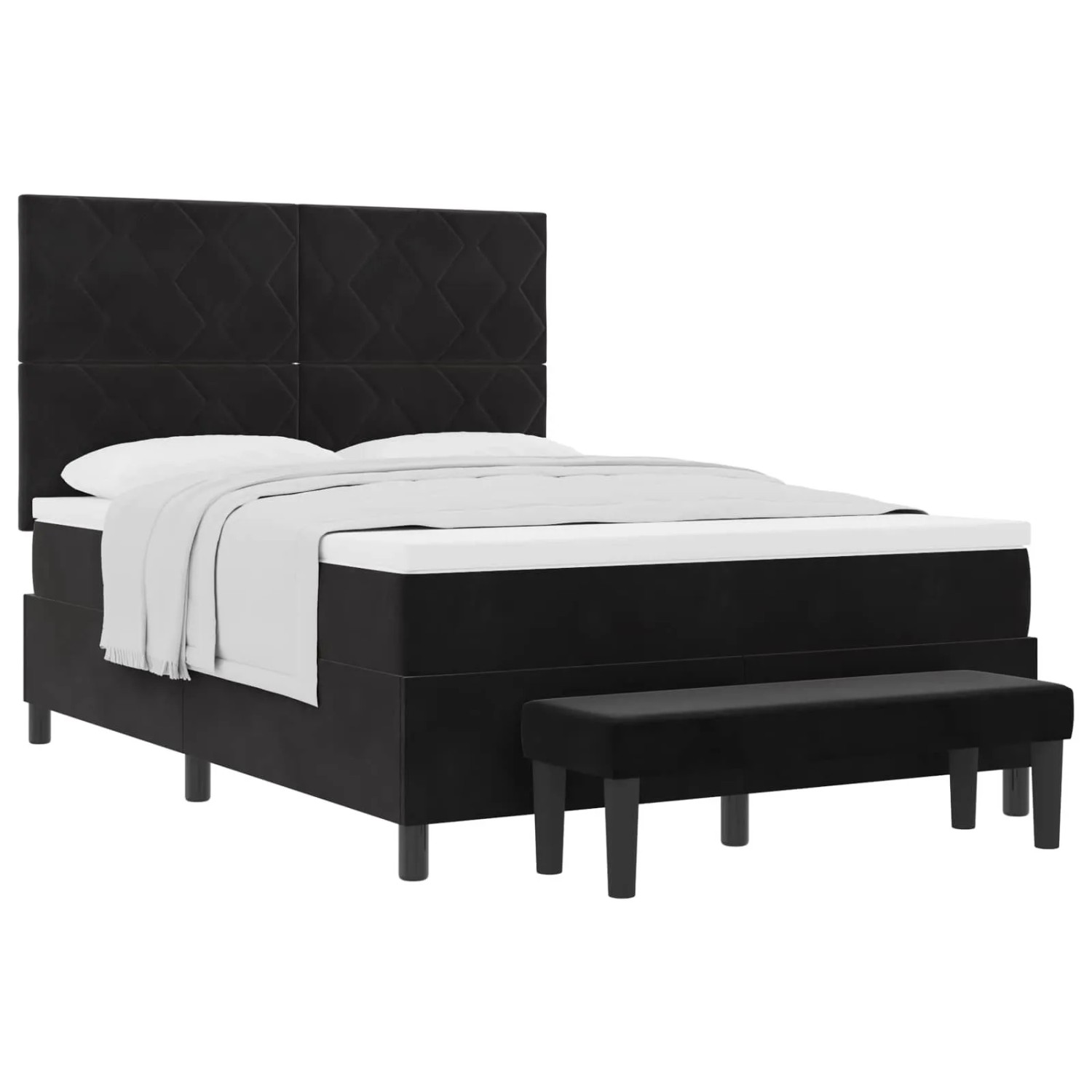 vidaXL Boxspringbett mit Matratze Schwarz 140 x 190 cm Samt 3344578