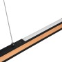 Holzfarbige LED-Pendelleuchte Deacon mit Touch Dimmer, 42W, 5000lm, für Wohnräume.