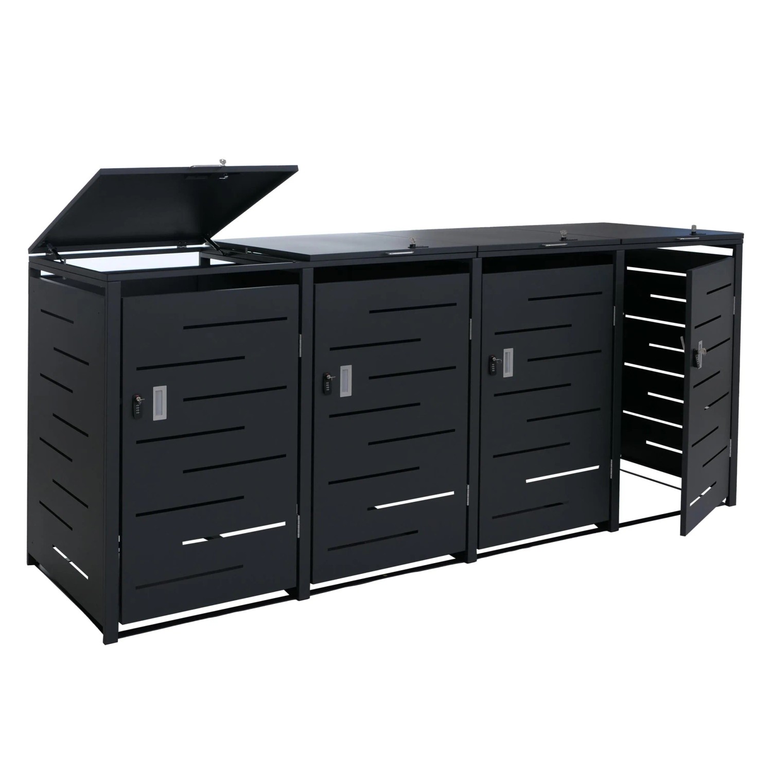 PROREGAL 4er-Mülltonnenverkleidung HxBxT 117x265x80cm Mülltonnenbox Mülltonnenabdeckung Anthrazit Stahl 90kg