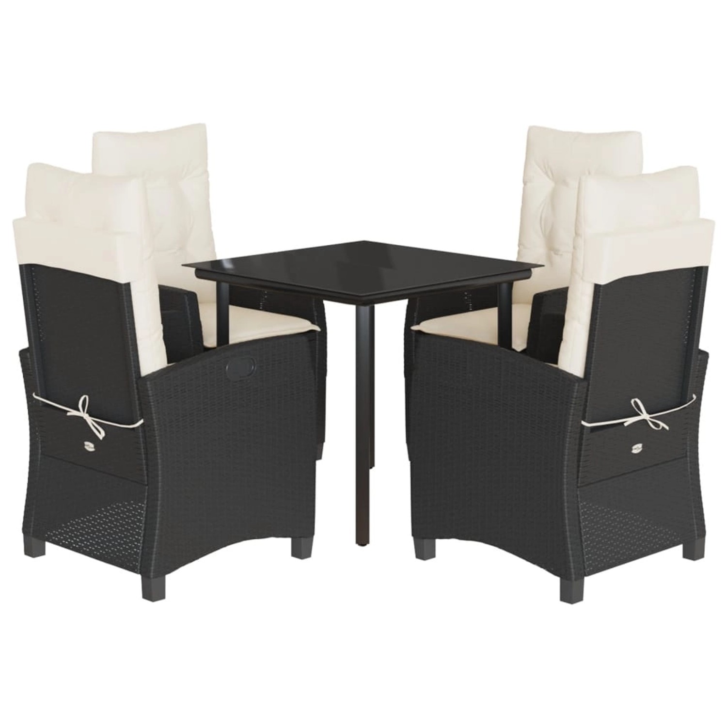 vidaXL 5-Tlg Garten-Essgruppe mit Kissen Schwarz Poly Rattan 3212733 günstig online kaufen