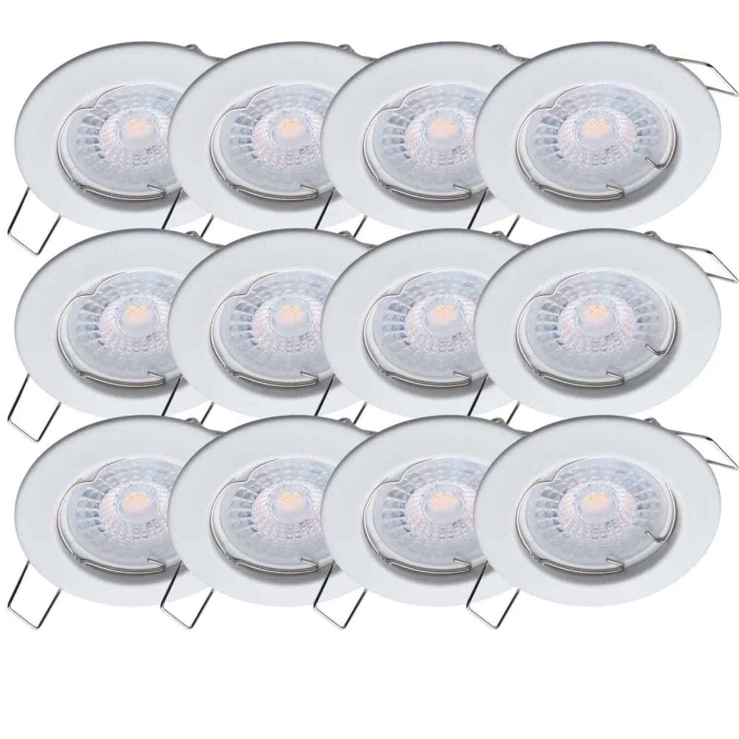 Oktaplex Sedan 12er Set LED-Spots Einbaustrahler Rund Lochmaß Ø 60mm Weiß 4,8W 2700K Warmweiß 230V Ohne Trafo