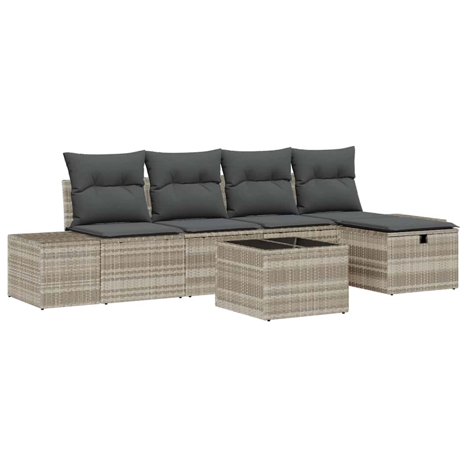 vidaXL Garten-Sofa-Set mit Kissen 6-Tlg Hellgrau Poly Rattan 3359371 günstig online kaufen
