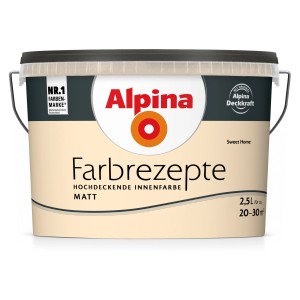 Eimer Alpina Farbrezepte Sweet Home, matte, helle Wandfarbe für Innen, 2,5 Liter.