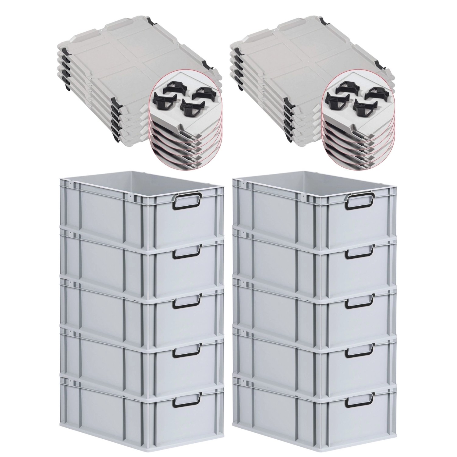 PROREGAL SparSet 10x Eurobox Nextgen Color Mit Auflagedeckel HxBxT 22x40x60 günstig online kaufen