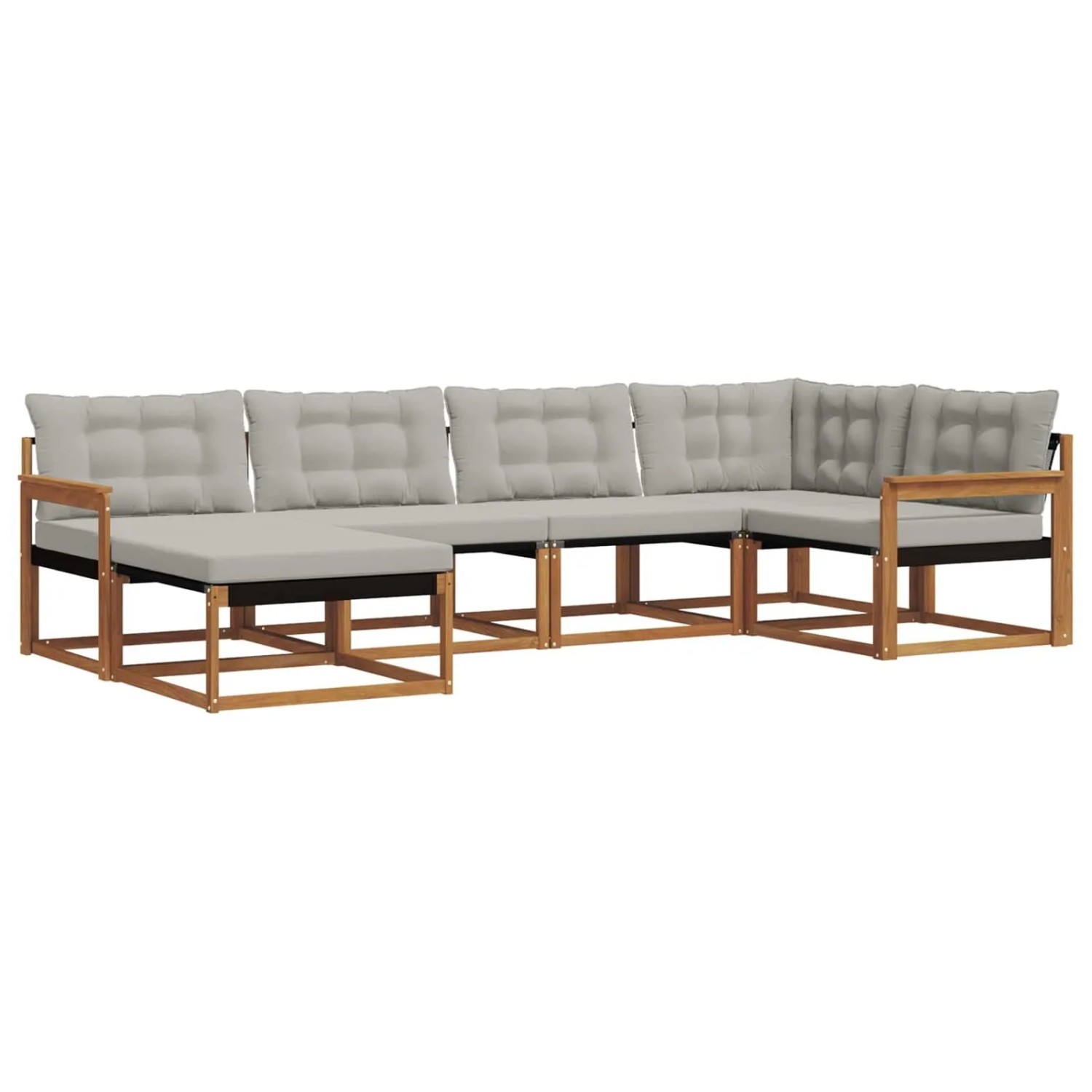 vidaXL Outdoor-Sofagarnitur mit Kissen 6-Tlg Natur und Hellgrau 3369618