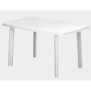 Rechteckiger, weißer Progarden Gartentisch Faro (90x140 cm) aus Kunststoff.