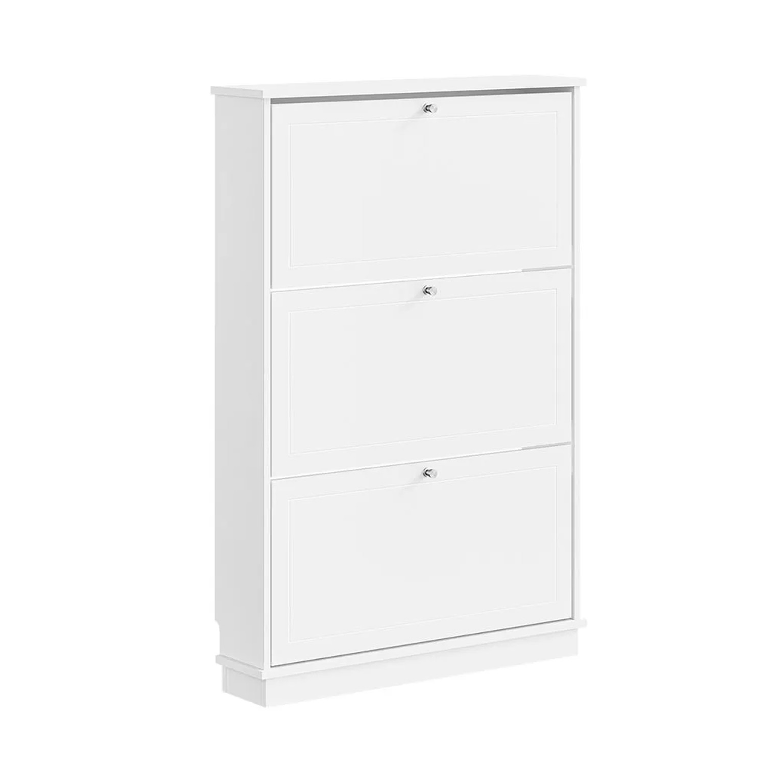 SoBuy Schuhschrank Schmal Flurschrank mit 3 Klappen Schuhkommode Schuhregal 76x113x18cm FSR215-W