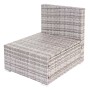 Modulares Lounge-Element der MCW Poly-Rattan-Garnitur Busto in Grau mit creme-farbenen Kissen.