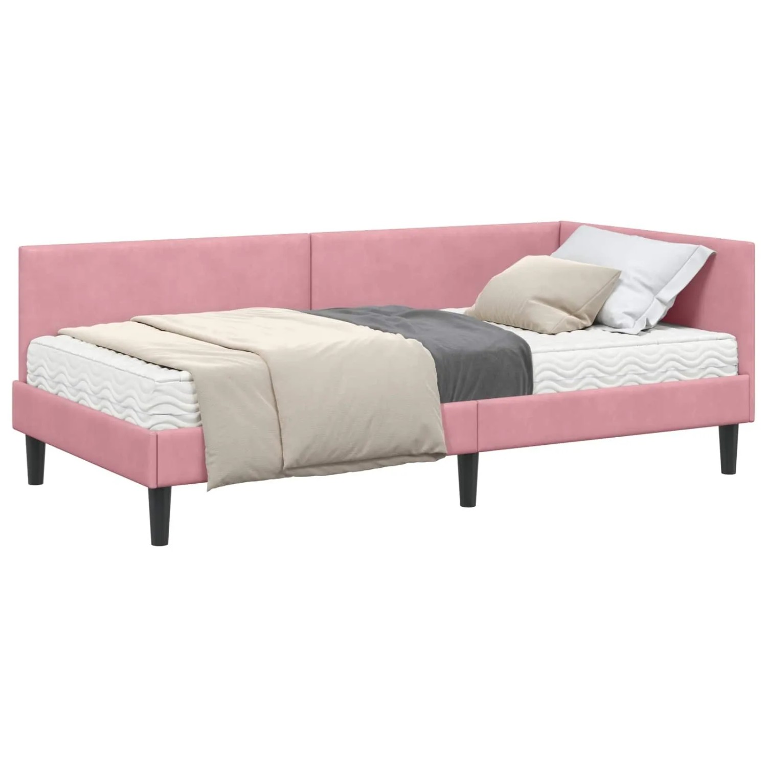 vidaXL Eckbettgestell mit Matratze Sonstiges 2-Tlg Grau Samt 3393761 günstig online kaufen